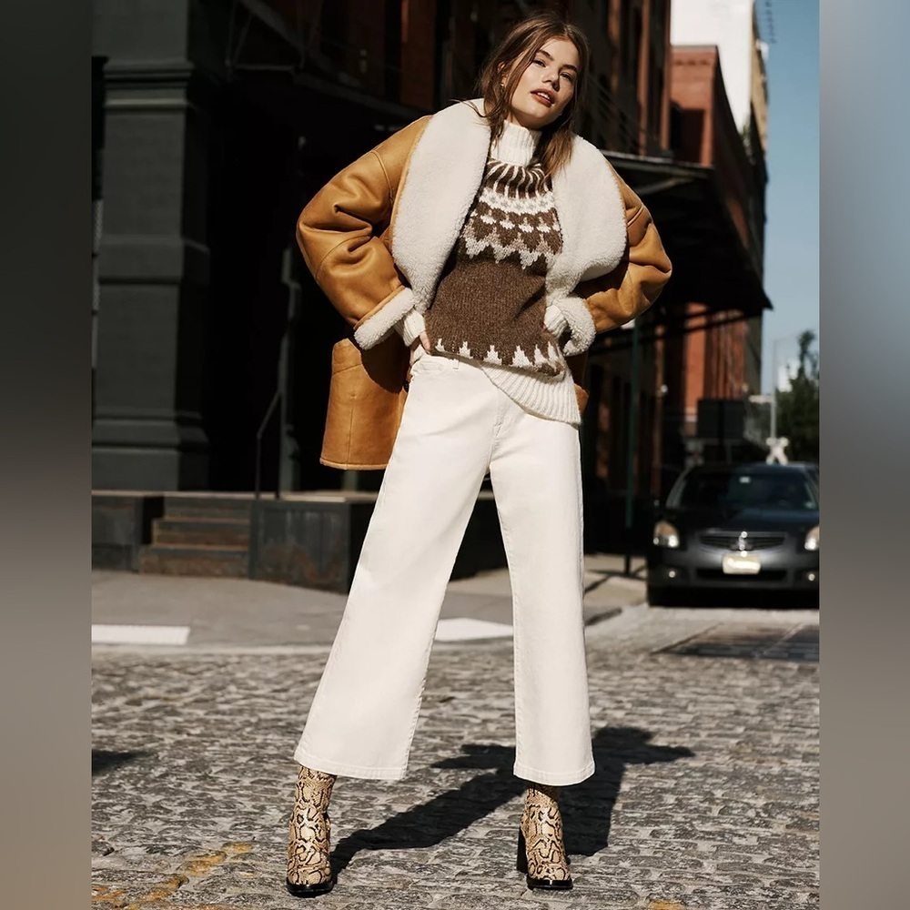 Frame Denim High Rise Ali wide leg Crop Jeans Cream